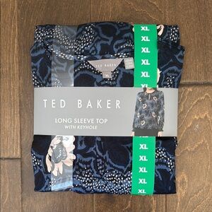 Ted Baker Navy Patterned Long Sleeve Top